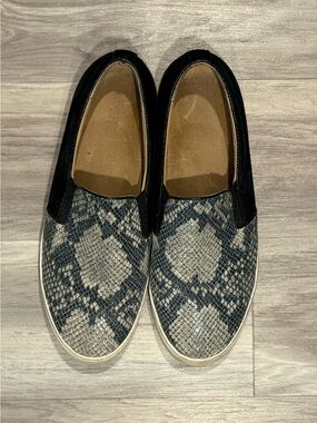Vionic Women's Slip-On Sneakers in Black and Gray Snake Print